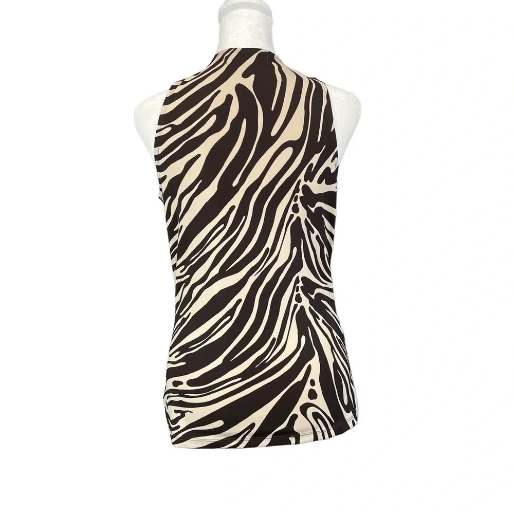 NWT Michael Kors Tan Brown Zebra Halter Top Size Small